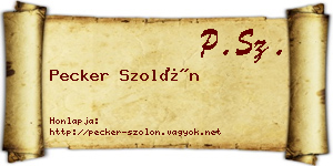 Pecker Szolón névjegykártya